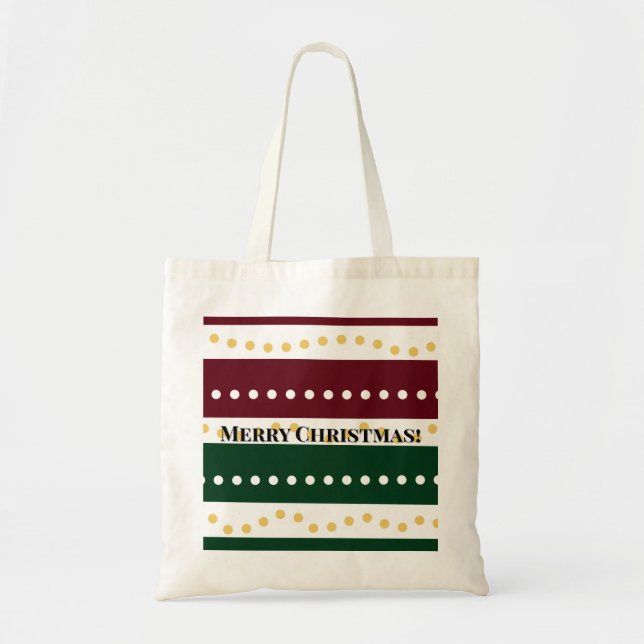 Bolso De Tela Burgundy and Emerald Golden Polka Dots Christmas  (Frente)
