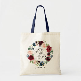 Bolso De Tela Burgundy Bouquet Wreath | Hermana de la novia