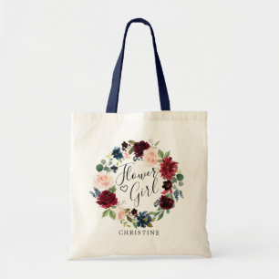 Bolso De Tela Burgundy Bouquet Wreath   Niña Flor
