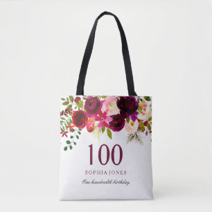 Bolso De Tela Burgundy Floral Boho 100 cumpleaños