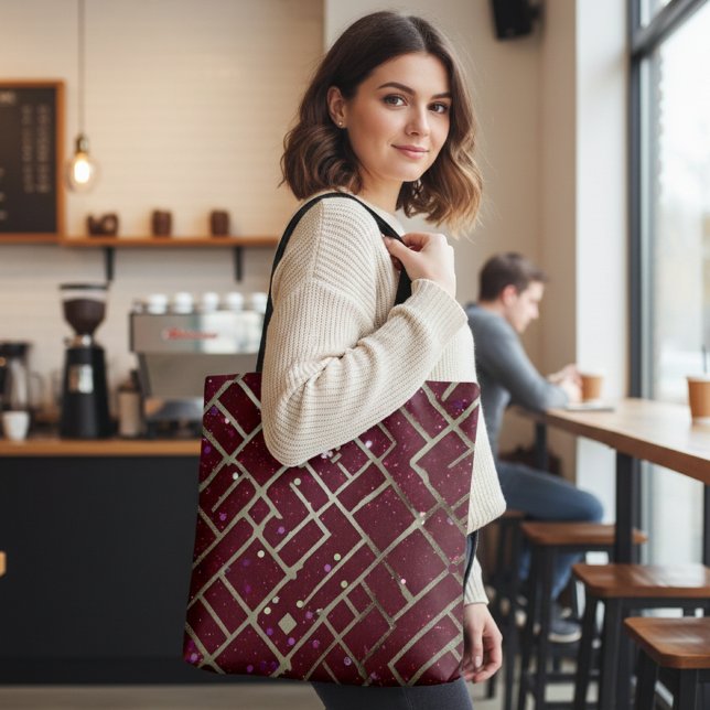 Bolso De Tela Burgundy Glam Geometric (Subido por el creador)