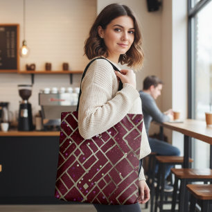 Bolso De Tela Burgundy Glam Geométrico