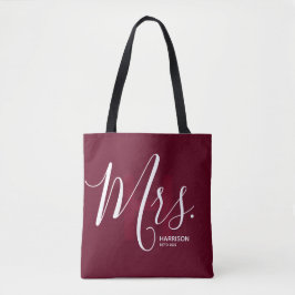 Bolso De Tela Burgundy Monogrammed Typography Sra.