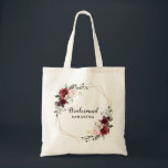 Bolso De Tela Burgundy Rubor Regalo de la moderna dama de honor<br><div class="desc">El elegante y moderno regalo de la dama de honor Tote Bag, de color acuático geométrico con flores, presenta un ramo de burdeos / marsala, rosas color rosa, púrpura y color melocotón con un follaje a juego. Perfecto para un boda de otoño/verano medio. Encontrará más diseños y variaciones de mi...</div>