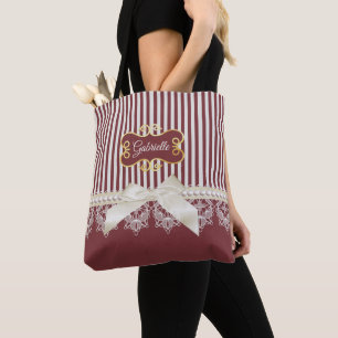 Bolso De Tela Burgundy Stripe Lace Nombre