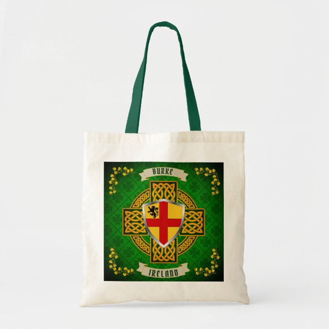 Bolso De Tela Burke Irish Shield y Celtic Cross Personalizadas (Frente)
