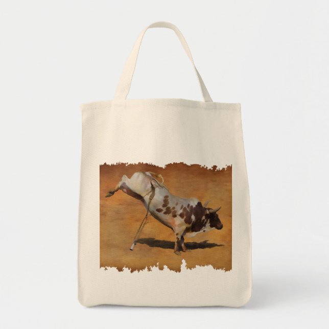 Bolso De Tela Burlándose de Rodeo Bull en falso Parchment Design (Frente)
