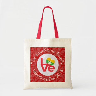 Bolso De Tela Burmese Myanmar Flag Red Letters LOVE White on Red