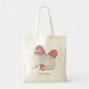 Bolso De Tela Burmilla Cat Watercolor Kitty Pink Heart