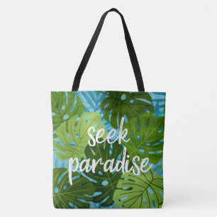 Bolso De Tela Busca el Paraíso Hoja de Monstera Hawaiana Tropica