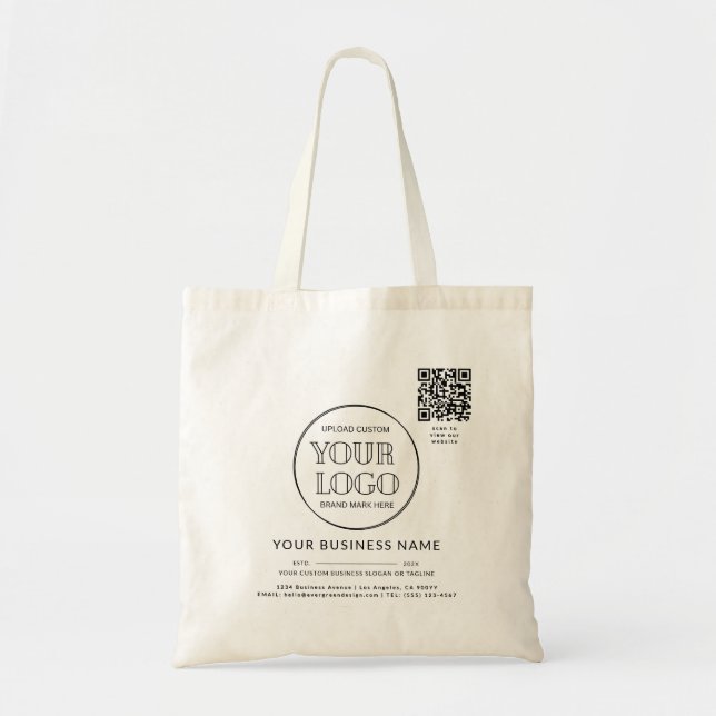 Bolso De Tela Business Company Logo Name Year Location QR Code (Frente)