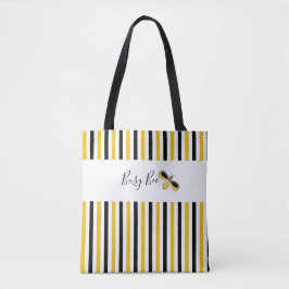 Bolso De Tela Busy Bee Rayas verticales Tote de hombro