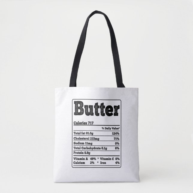 Bolso De Tela Butter Facts Ingredidids Divertidos Foodies Thanks (Anverso)