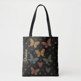 Bolso De Tela Butterfly Hearts Custom Name