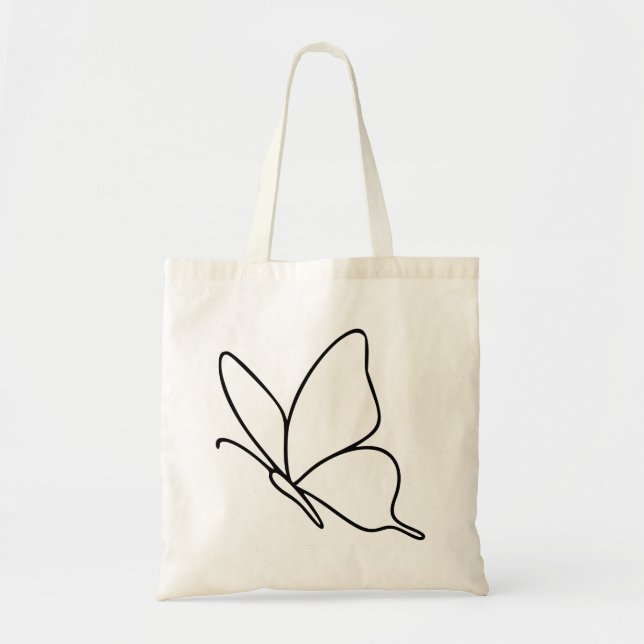 Bolso De Tela Butterfly Line Art –  Insect Illustration  (Frente)
