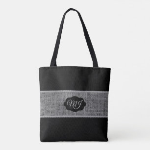 Bolso De Tela Buzón gris monogramo en negro