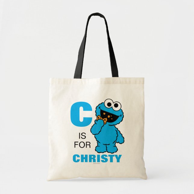 Bolso De Tela C es de Cookie Monster | Agrega tu nombre (Frente)