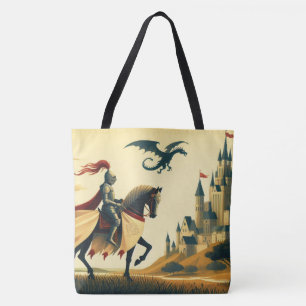Bolso De Tela Caballero medieval/dragón/fantasía de castillo
