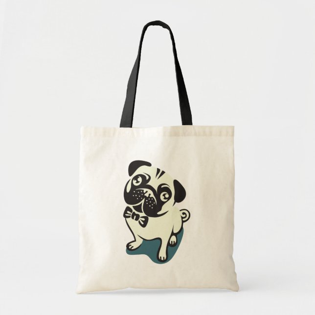 Bolso De Tela Caballero Pug con una linda teta. (Frente)