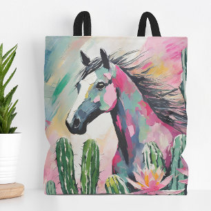 Bolso De Tela Caballo abstracto moderno y suculentos