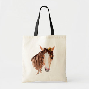 Bolso De Tela Caballo acuarela, "La vida es mejor..."