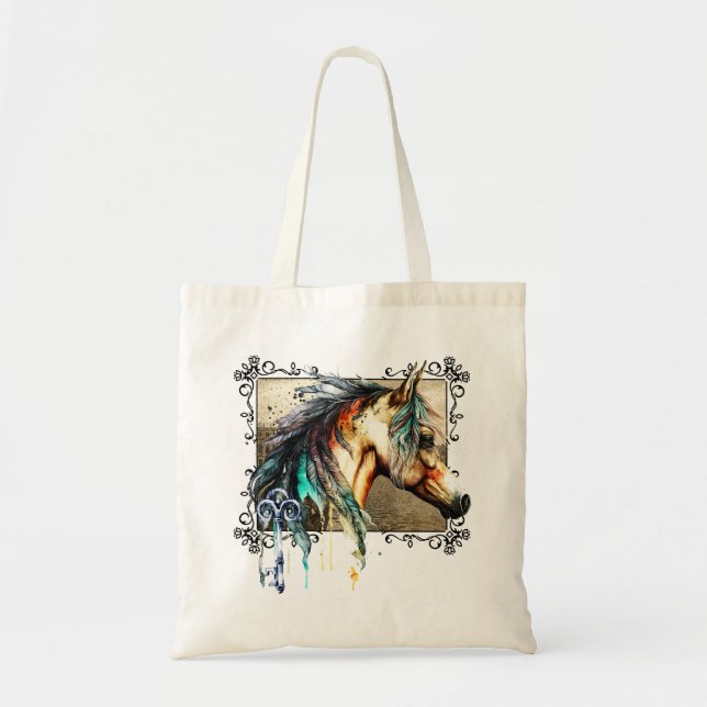 Bolso De Tela Caballo acuarela y clave (Frente)
