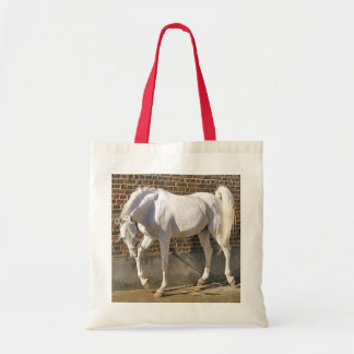 Bolso De Tela Caballo árabe blanco hermoso