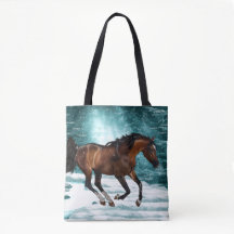Caballo Árabe Galopante Tema Invernal
