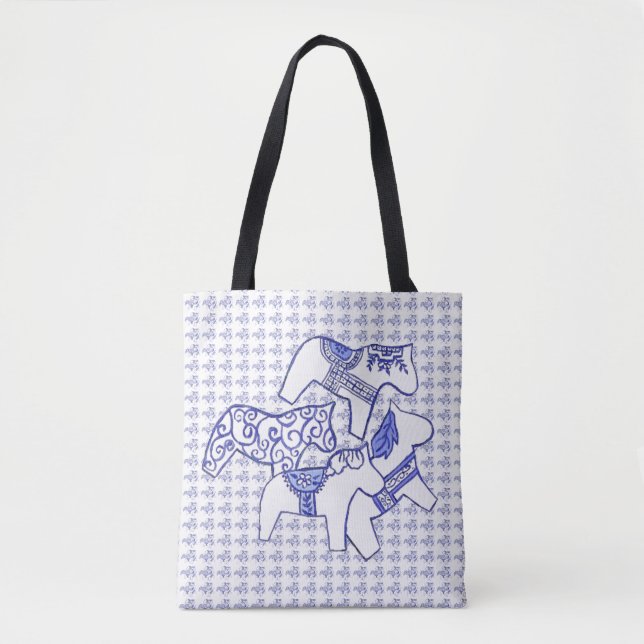 Bolso De Tela Caballo azul y blanco (Anverso)