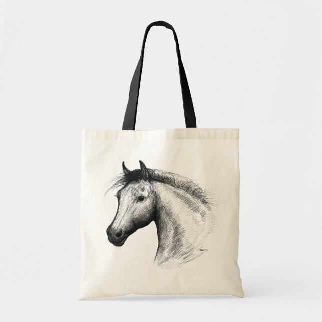 Bolso De Tela Caballo: blanco (Frente)