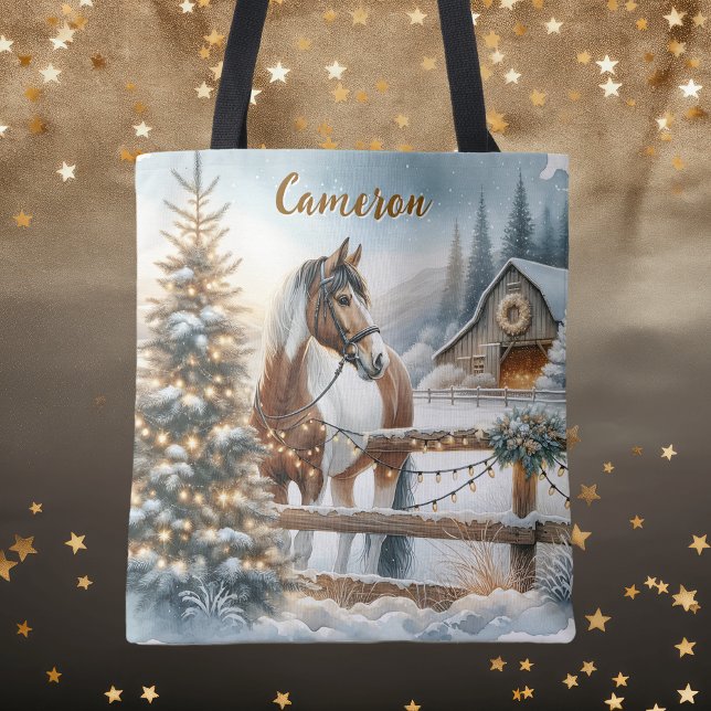 Bolso De Tela Caballo blanco y marrón de bonito personalizado (Subido por el creador)