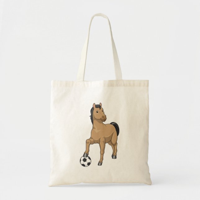 Bolso De Tela Caballo como jugador de fútbol con fútbol (Frente)