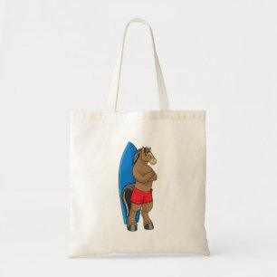Bolso De Tela Caballo como surfista con tabla de surf