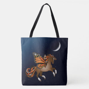 Bolso De Tela Caballo con alas de mariposa monarca y luna