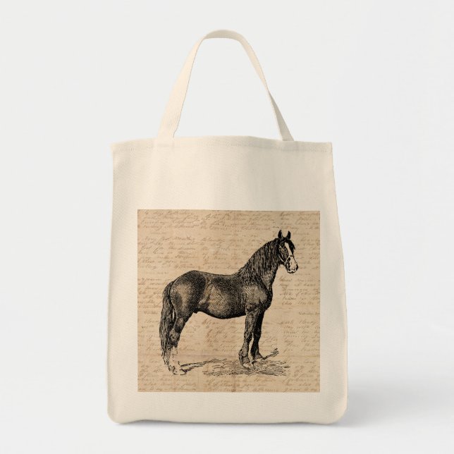 Bolso De Tela Caballo con papel de guión (Frente)