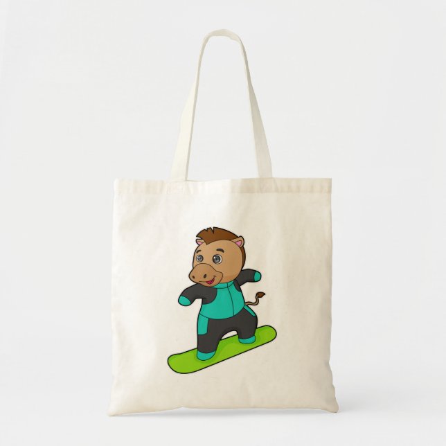 Bolso De Tela Caballo con Snowboard (Frente)