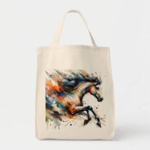 Bolso De Tela Caballo corriendo abstracto en acuarela