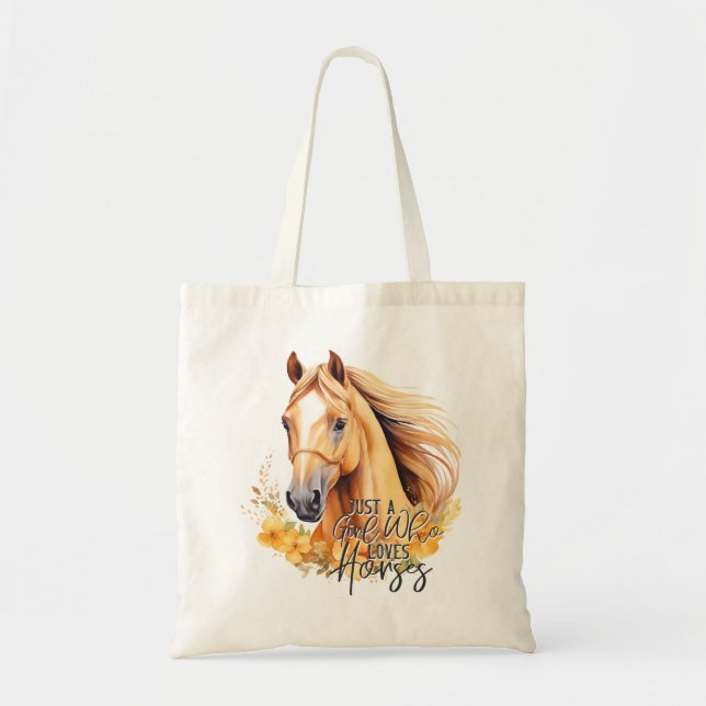 Bolso De Tela Caballo de acuarela cúrcuta (Frente)
