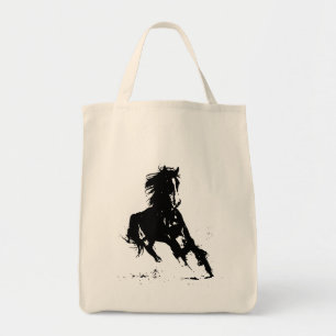 Bolso De Tela Caballo de arte pop blanco y negro