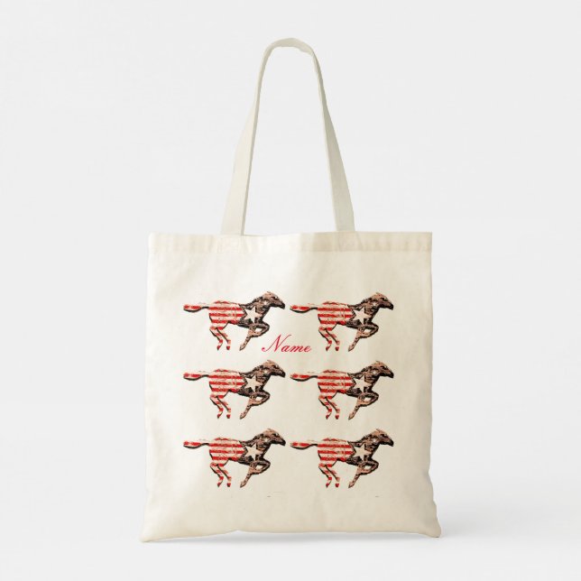 Bolso De Tela Caballo de Bandera Americana Corriendo Thunder_Cov (Reverso)