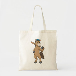 Bolso De Tela Caballo de béisbol con bate de béisbol