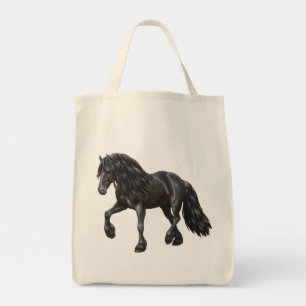 Bolso De Tela Caballo de Borrador Friesiano Negro