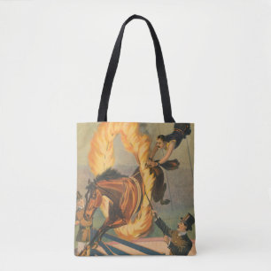 Bolso De Tela Caballo De Circo Saltando Por Un Carrote Flamante