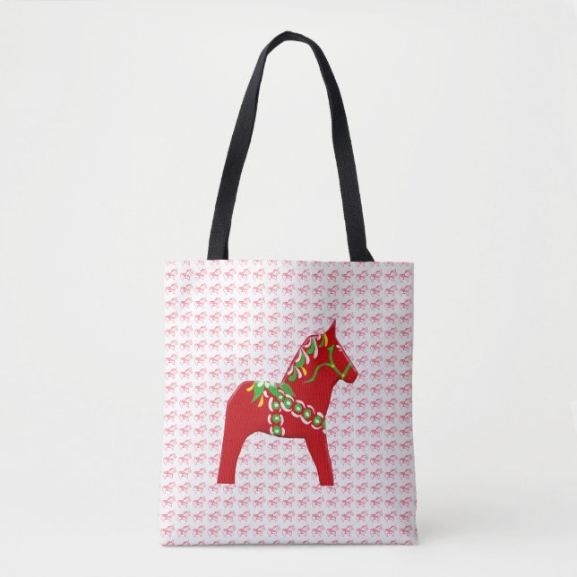 Bolso De Tela Caballo de dala rojo y verde (Anverso)