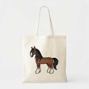 Bolso De Tela Caballo de dibujos animados Brown Gypsy Vanner Cly