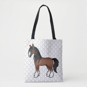 Bolso De Tela Caballo de Dibujos Animados Brown Gypsy Vanner Cly