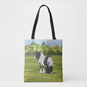 Bolso De Tela Caballo de gancho negro de Pinto Piebald Gypsy Van