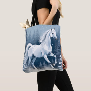 Bolso De Tela Caballo de invierno blanco mágico