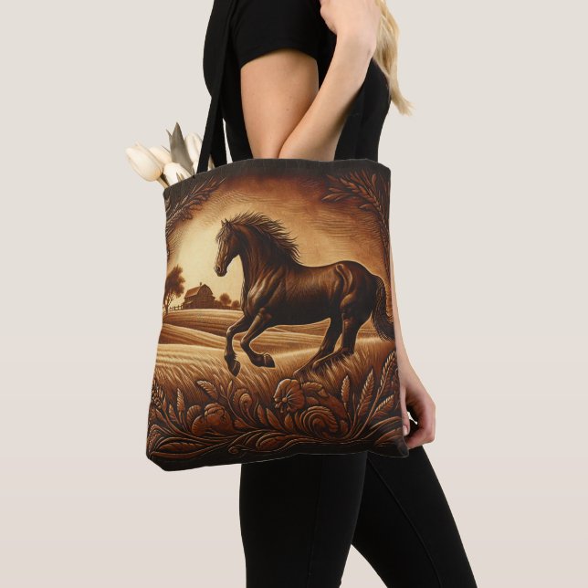 Bolso De Tela Caballo de Rancho de Cuero (Detalle)