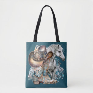 Bolso De Tela Caballo de vaca botas de vaquero gorra floral occi